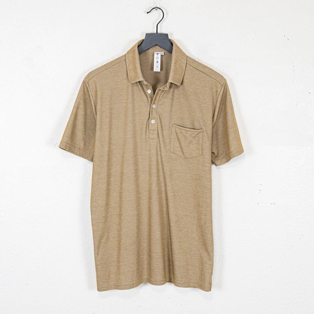 State and liberty Tan Pique Polo Performance size Large